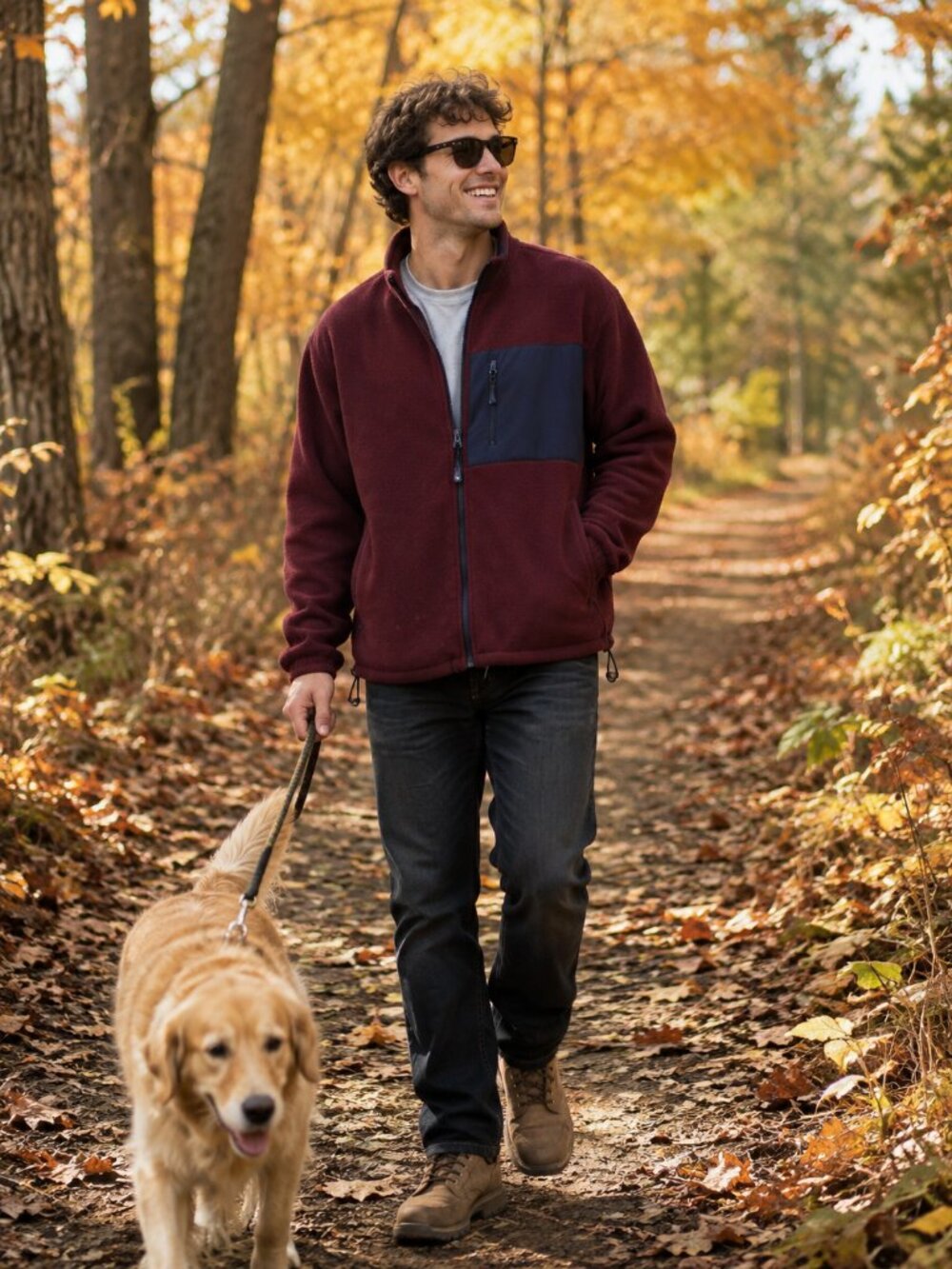 Sonoma Goods For Life Burgundy Navy Full Zip Fleece Jacket Men’s L